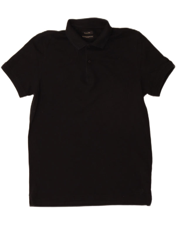 Massimo Dutti Mens Polo Shirt XL Black Cotton