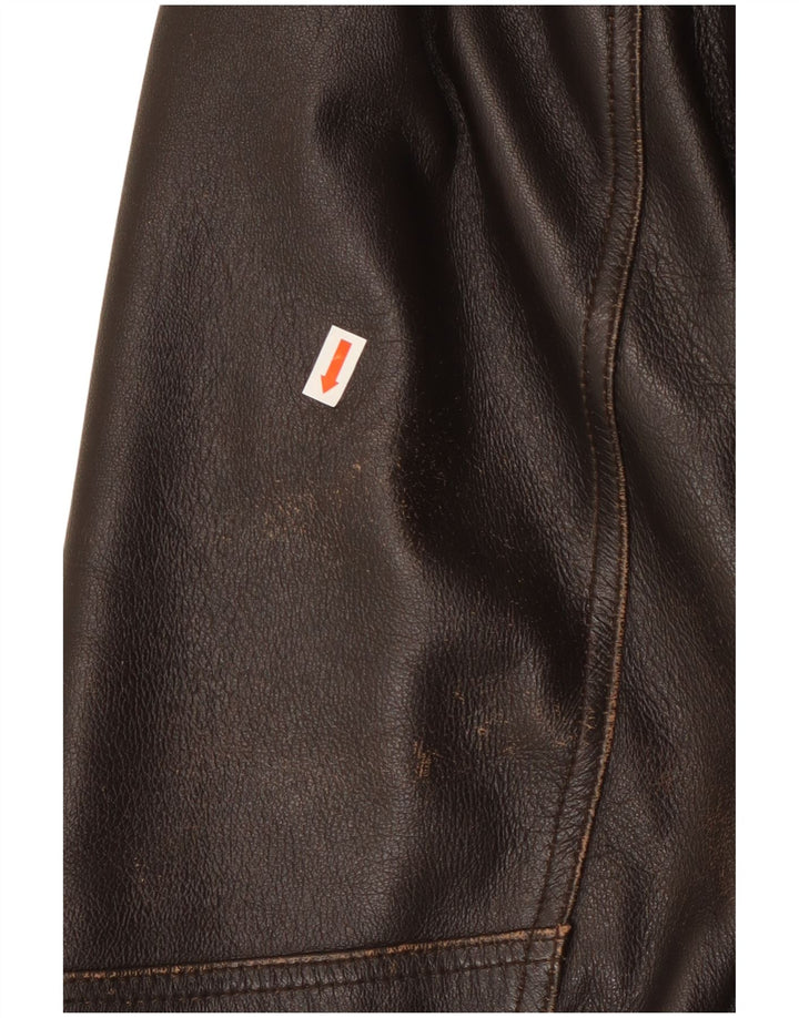 Vintage Mens Leather Jacket IT 52 XL Brown Leather
