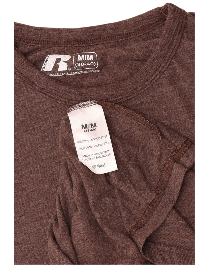 Russell Athletic Mens Graphic T-Shirt Top Medium Brown Cotton