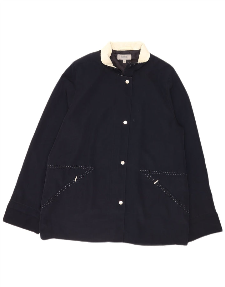 Marks & Spencer Womens Bomber Jacket UK 16 Large Navy Blue Polyester
