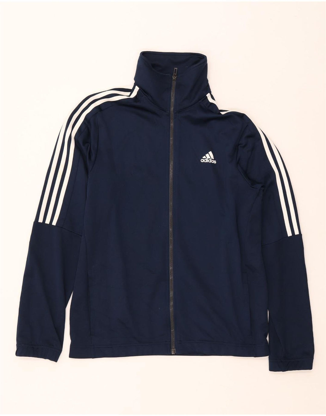 ADIDAS Mens Tracksuit Top Jacket UK 40/42 Medium Navy Blue Polyester