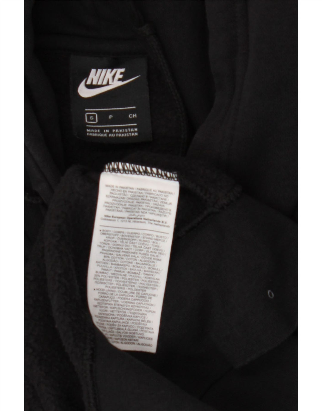 NIKE Womens Oversized Hoodie Jumper UK 10 Small Black Cotton