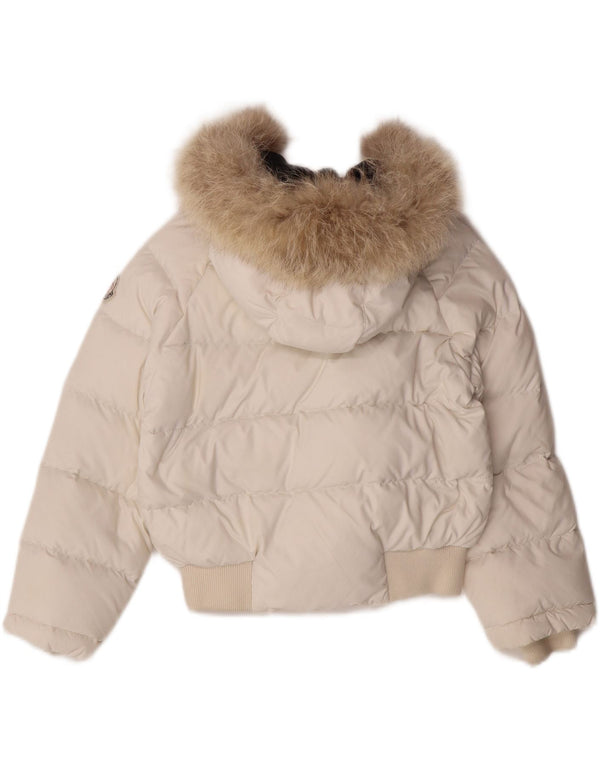 MONCLER Girls Hooded Padded Jacket 5-6 Years White Nylon