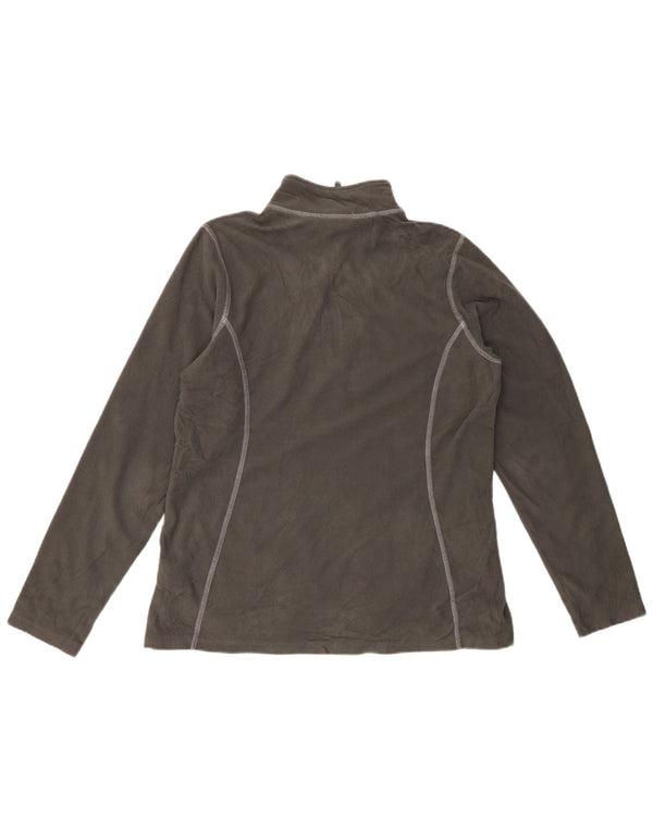 EDDIE BAUER Womens Zip Neck Fleece Jumper UK 16 Large Grey Polyester