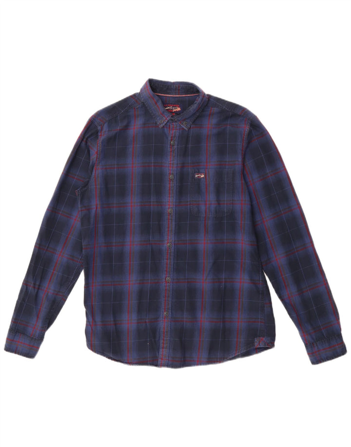 US POLO ASSN Mens Flannel Shirt Medium Navy Blue Check Cotton