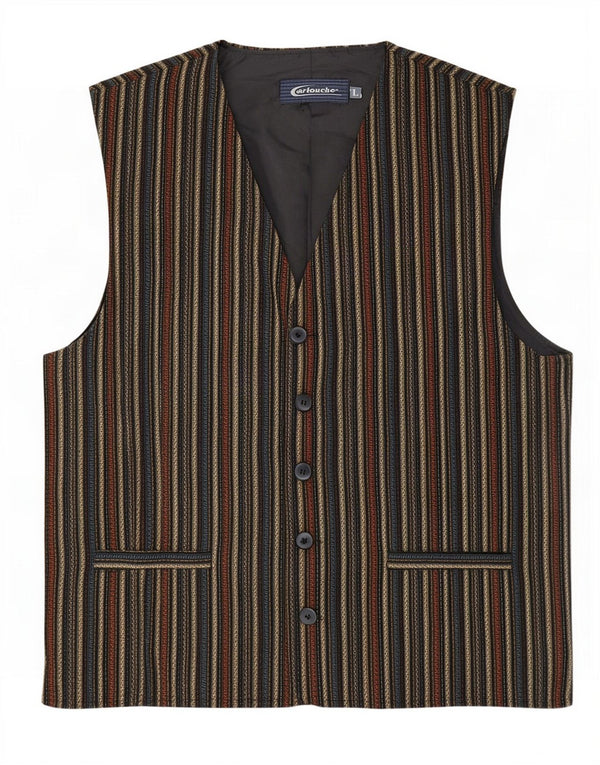 Cartouche Mens Waistcoat Large Beige Striped Polyester