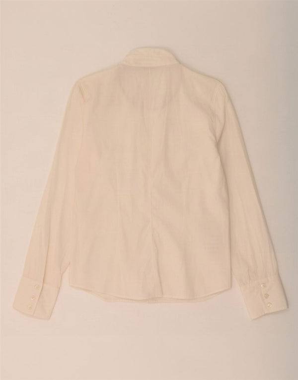 Tommy Hilfiger Womens Ruffle Front Shirt US 12 Large White Cotton