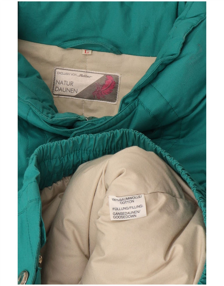 Vintage Mens Padded Jacket UK 40 Large Turquoise Cotton