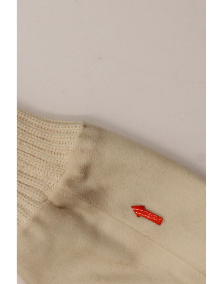 Benetton Womens Bomber Jacket IT 38 XS Off White Wool