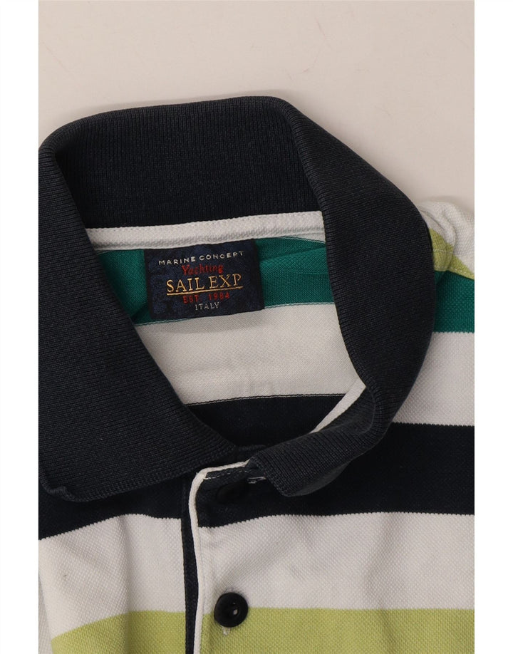MARINA YACHTING Mens Polo Shirt Medium Multicoloured Striped Vintage Marina Yachting and Second-Hand Marina Yachting from Messina Hembry 