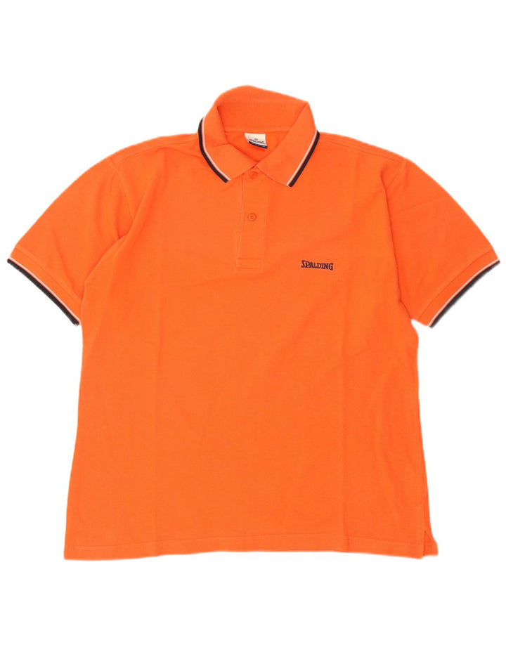 Spalding Mens Polo Shirt Medium Orange Cotton