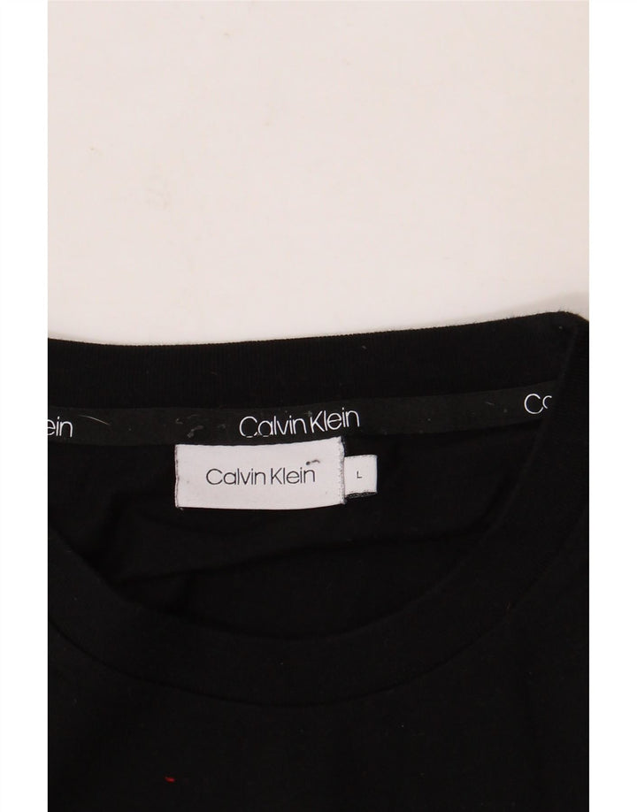CALVIN KLEIN Mens Graphic T-Shirt Top Large Black