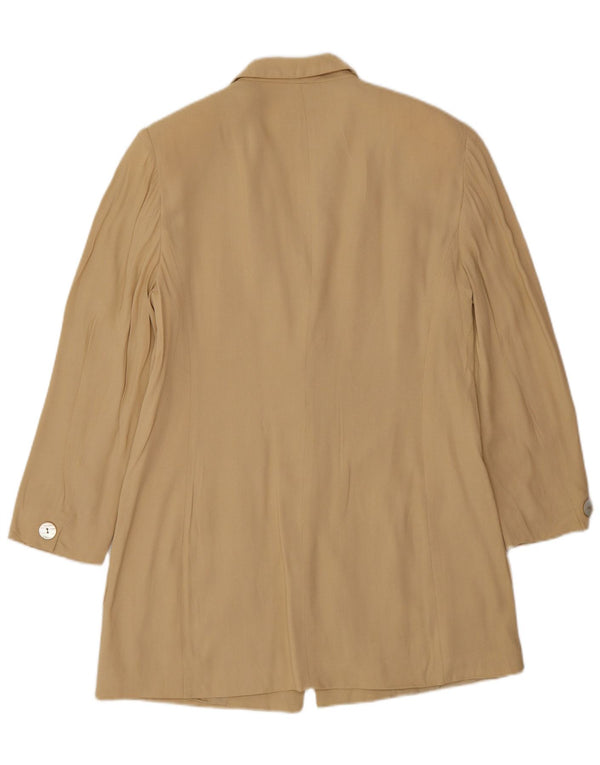 Marella Womens Longline 3 Button Blazer Jacket UK 12 Medium Beige Viscose