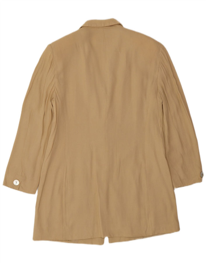 Marella Womens Longline 3 Button Blazer Jacket UK 12 Medium Beige Viscose
