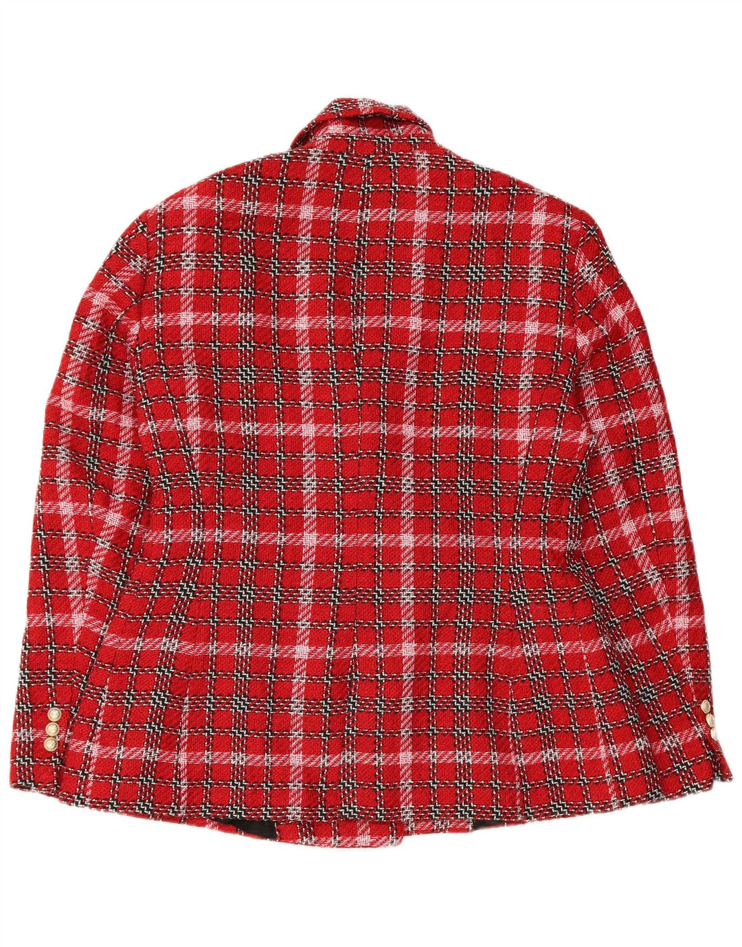 Zara Womens Double Breasted Blazer Jacket UK 18 XL Red Check