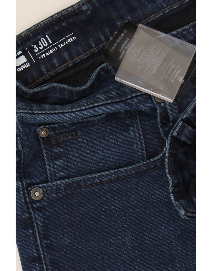G-STAR Mens Straight Tapered Jeans W34 L32 Navy Blue Cotton