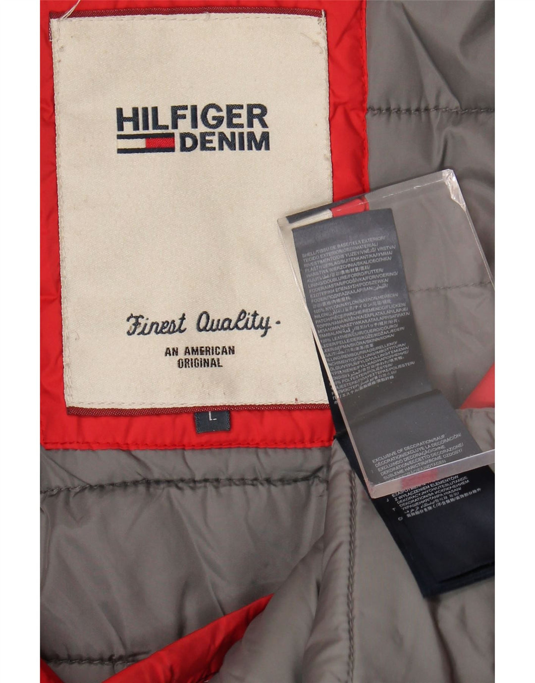 Tommy Hilfiger Mens Hooded Padded Jacket UK 40 Large Red Nylon