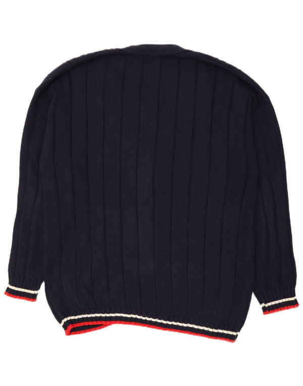 Bennett's Mens Cardigan Sweater IT 56 XL Navy Blue Striped Cotton