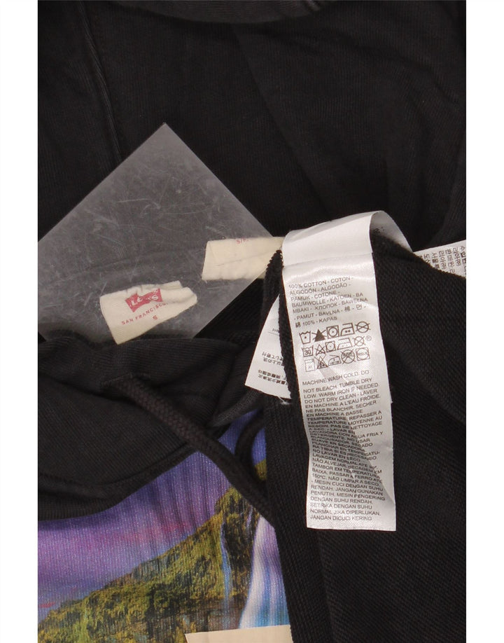 LEVI'S Mens Loose Fit Graphic Hoodie Jumper Small Black Cotton