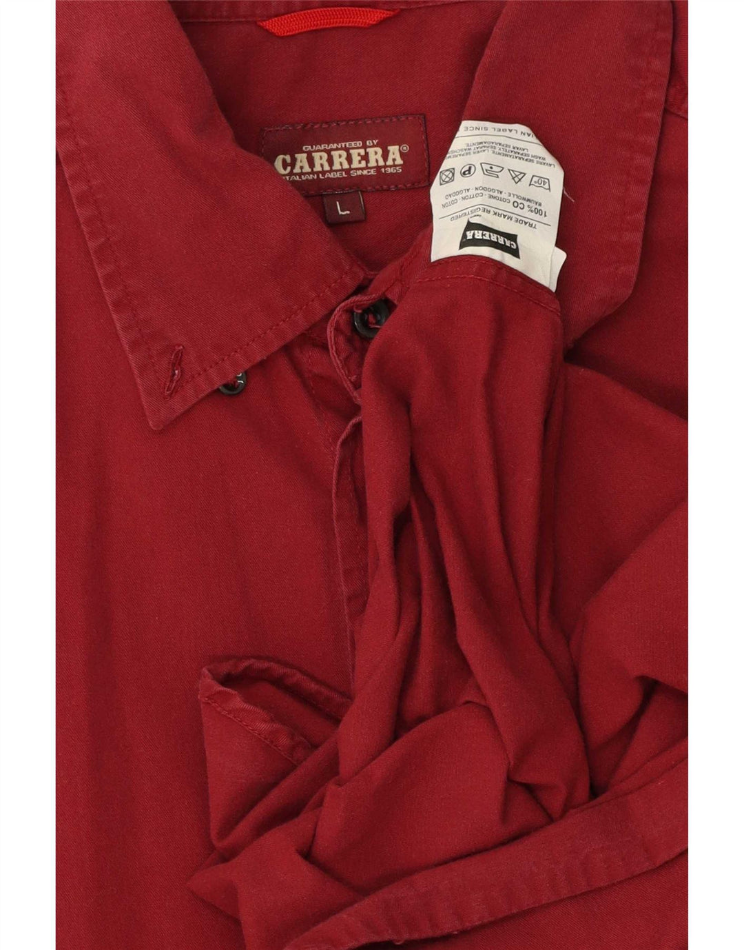 Carrera Mens Shirt Large Burgundy Cotton