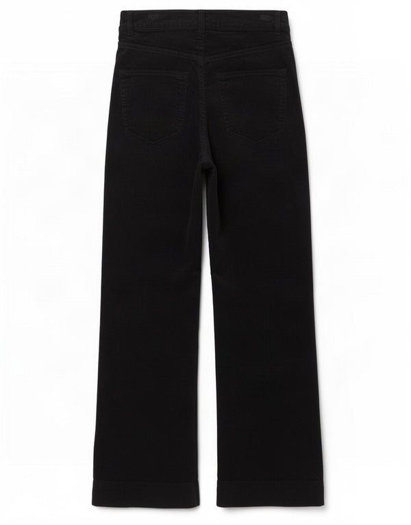 Marks & Spencer Womens Flare Corduroy Trousers UK 8 Small W26 L28 Black