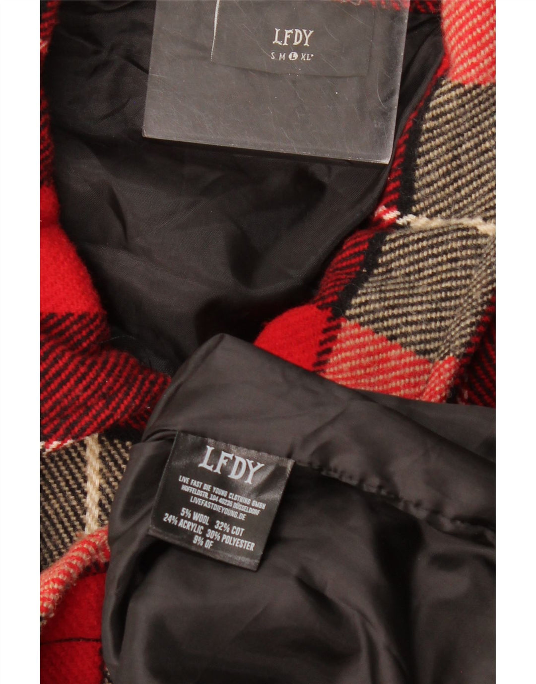 LFDY Mens Bomber Jacket UK 40 Large Red Check Wool