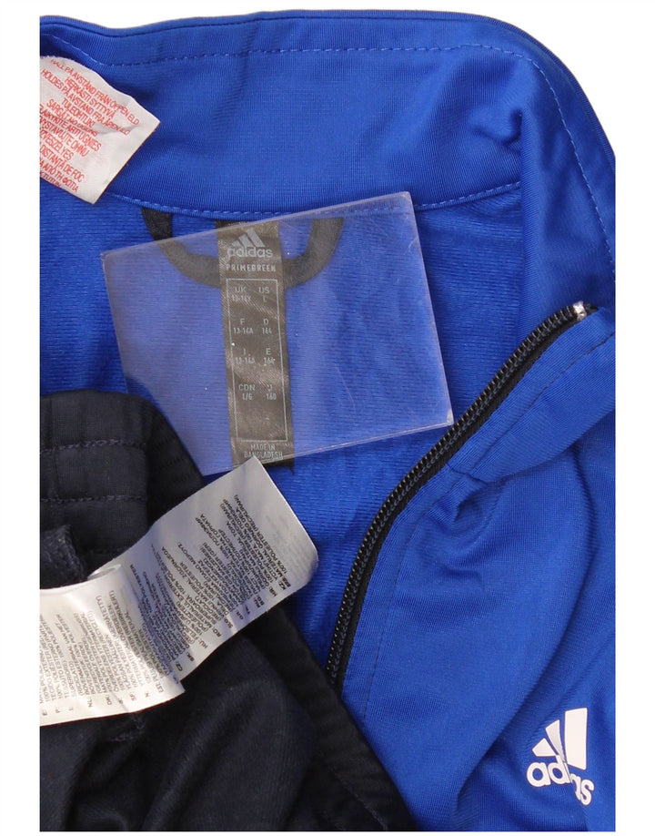 ADIDAS Boys Tracksuit Top Jacket 13-14 Years Navy Blue Colourblock