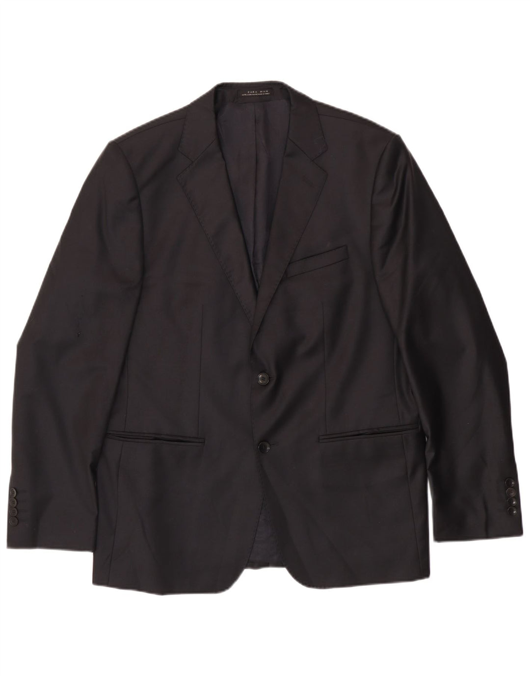 Zara Mens 2 Button Blazer Jacket EU 54 XL Black