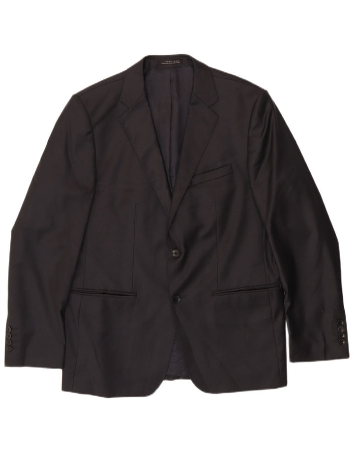 Zara Mens 2 Button Blazer Jacket EU 54 XL Black