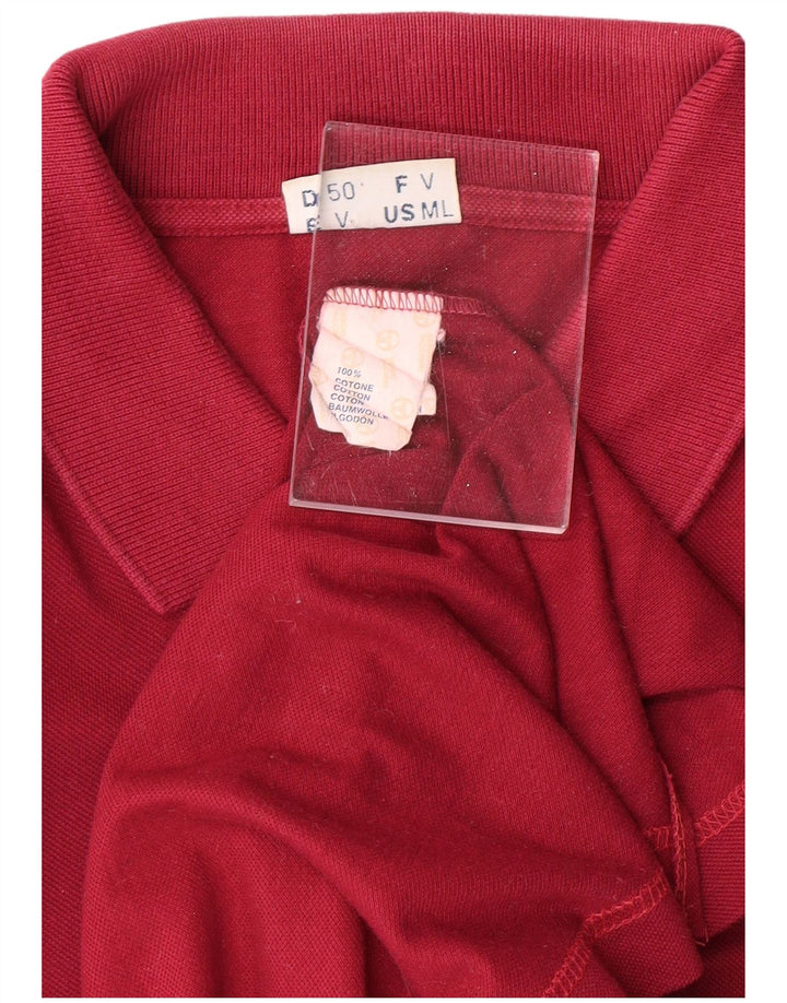 SERGIO TACCHINI Mens Long Sleeve Polo Shirt Medium Maroon Cotton