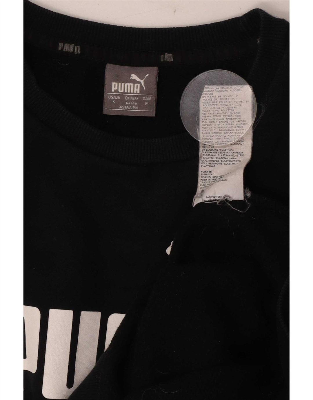 Puma Mens Graphic Sweatshirt Jumper Small Black Cotton