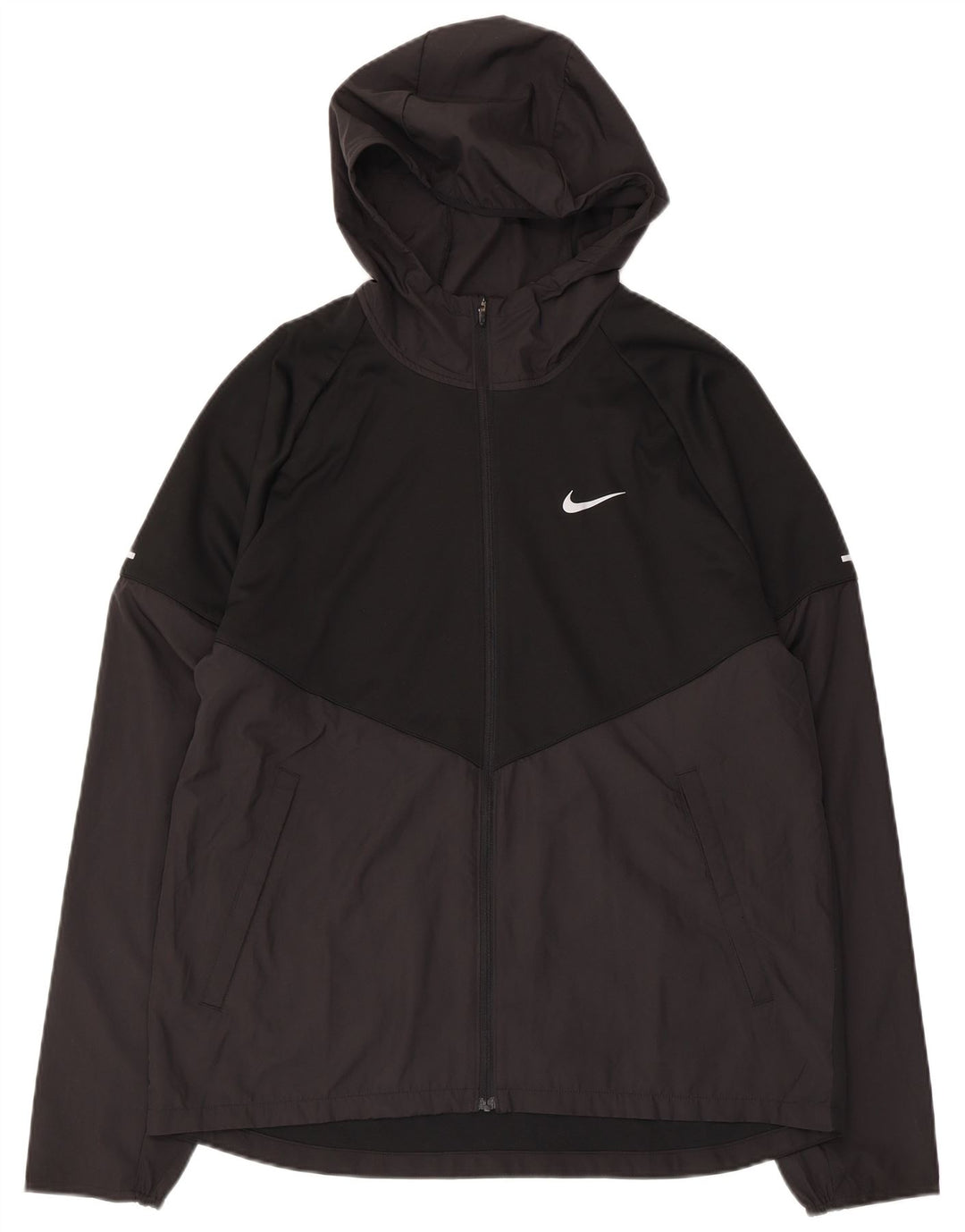 NIKE Mens Therma-Fit Hooded Tracksuit Top Jacket Medium Black Colourblock