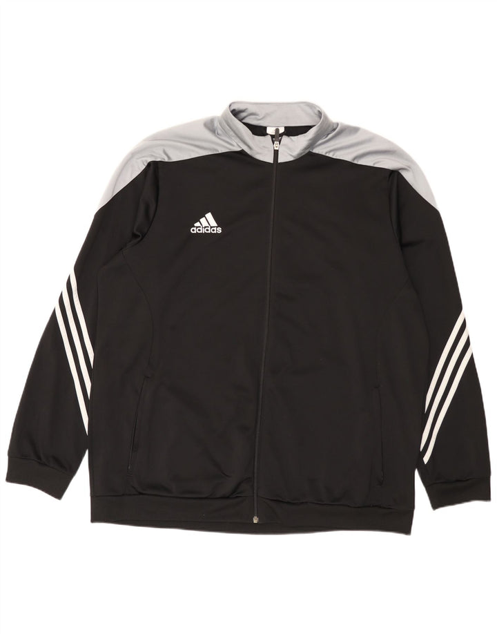 Adidas Mens Tracksuit Top Jacket 2XL Black Colourblock Polyester