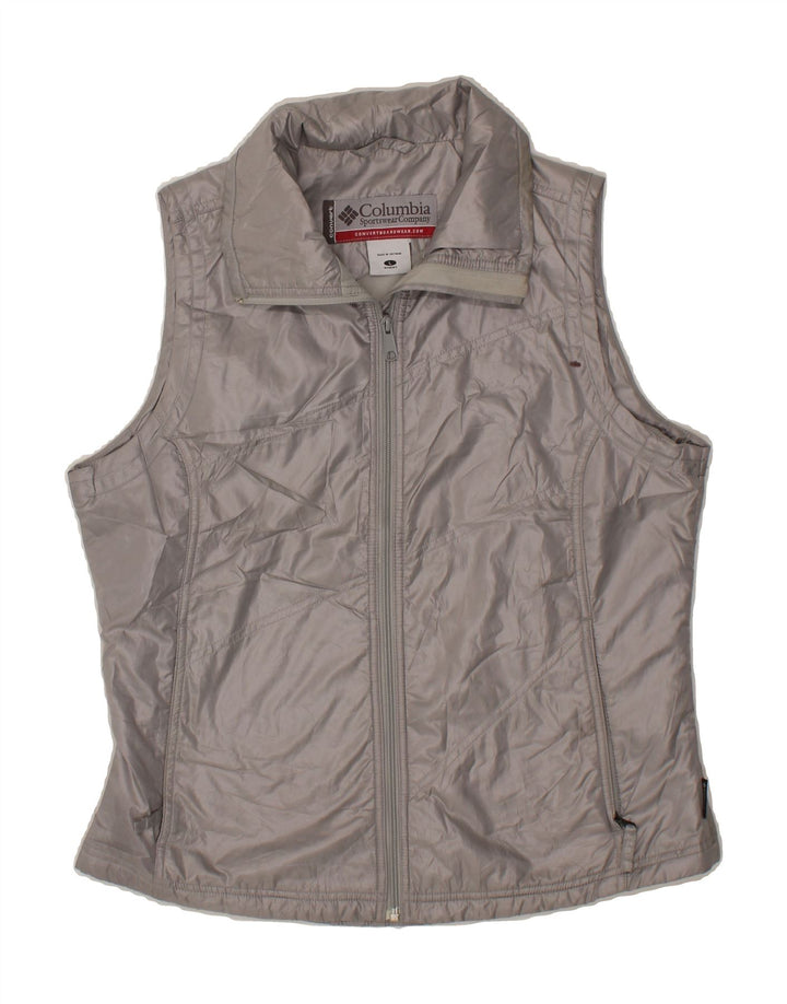 COLUMBIA Womens Padded Gilet UK 16 Large Silver Polyester Vintage Columbia and Second-Hand Columbia from Messina Hembry 