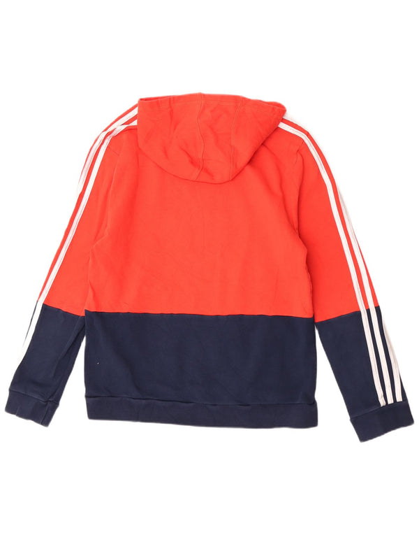Adidas Boys Graphic Hoodie Jumper 15-16 Years XL Red Colourblock Cotton