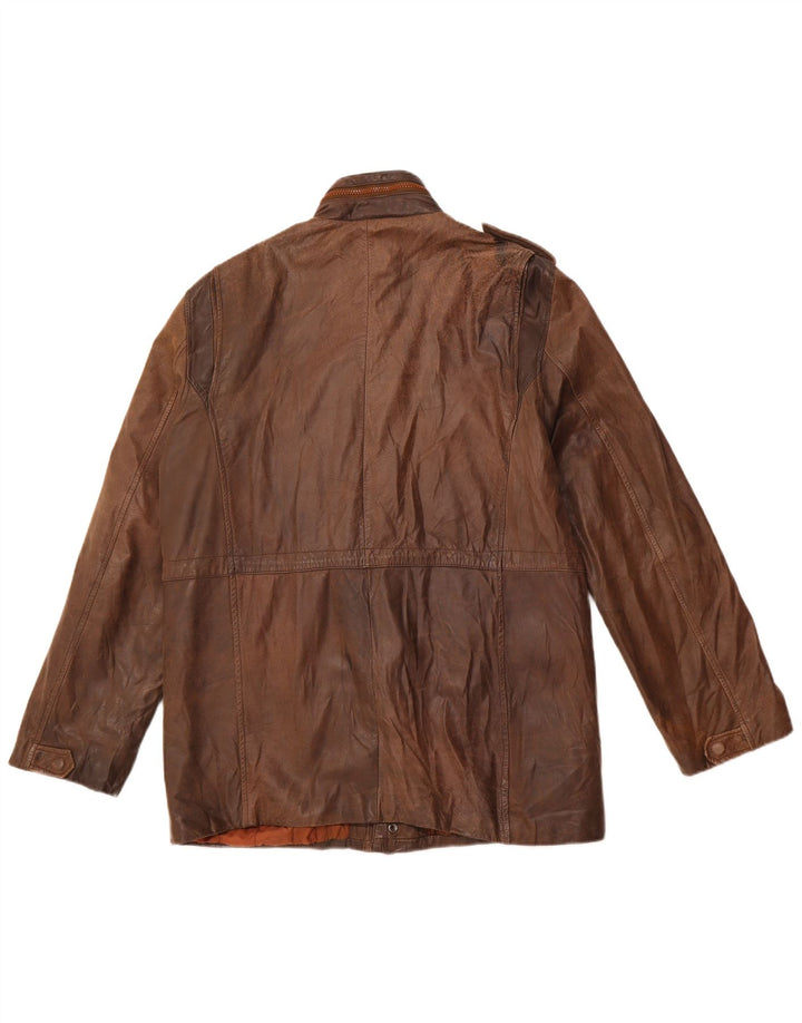 Vintage Mens Military Leather Jacket UK 38 Medium Brown Leather