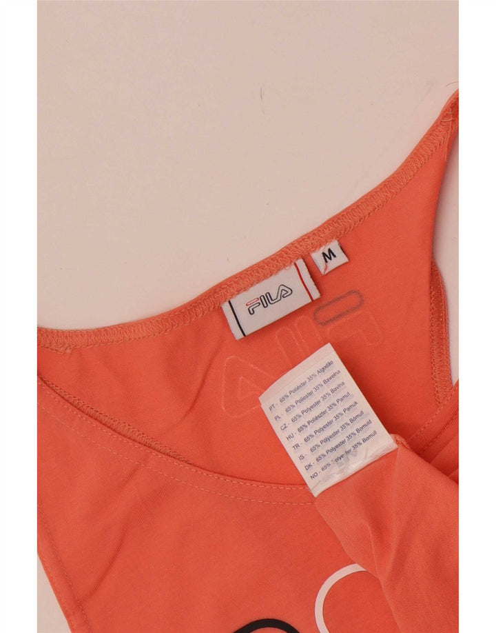 Fila Womens Graphic Crop Vest Top UK 12 Medium Orange Polyester