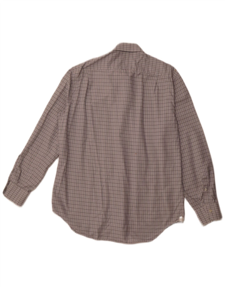 ERMENEGILDO ZEGNA Mens Shirt Size 41 16 Large Off White Check Cotton