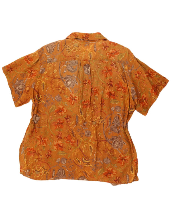 Marella Mens Short Sleeve Shirt UK 12 Medium  Brown Floral
