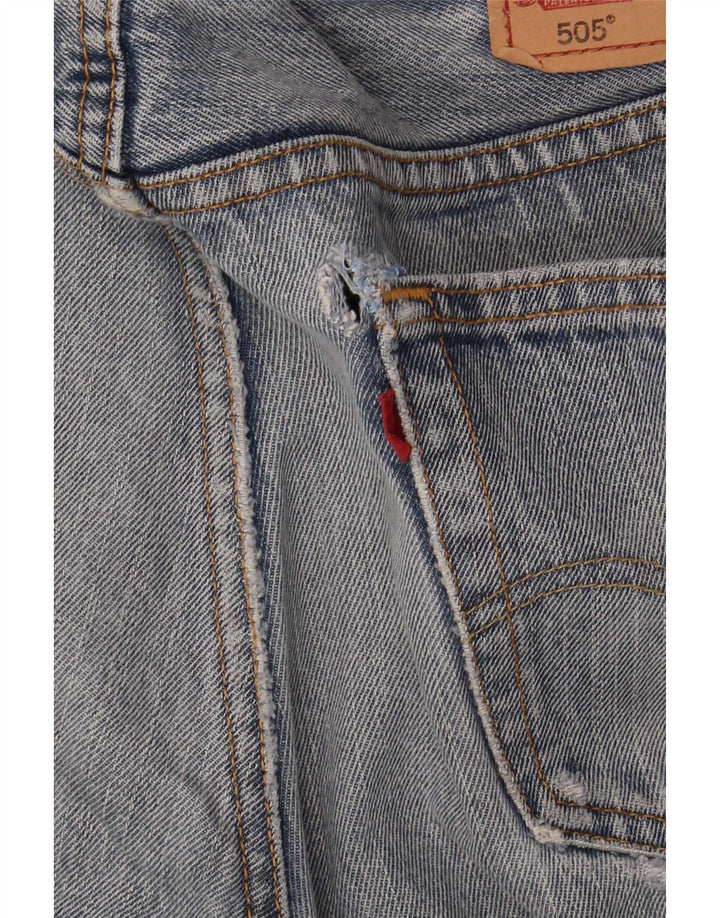 Levi's Mens 505 Distressed Straight Jeans W34 L32 Blue Cotton