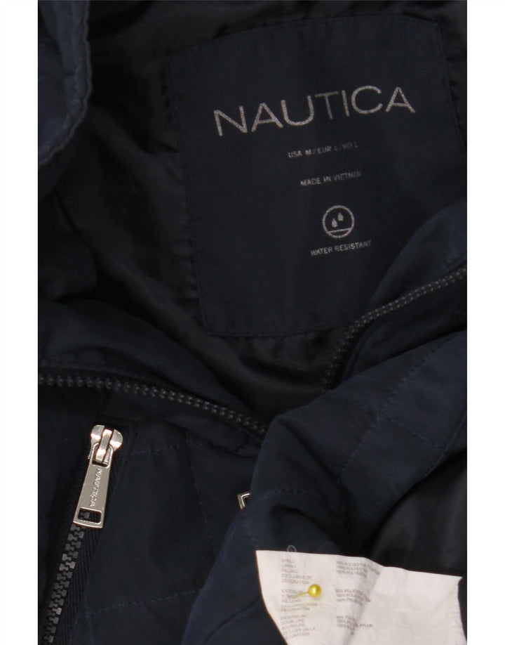 NAUTICA Womens Hooded Padded Coat UK 14 Large Navy Blue Polyester