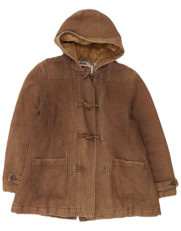 Fat Face Womens Oversized Hooded Duffle Jacket UK 16 Large Brown Cotton