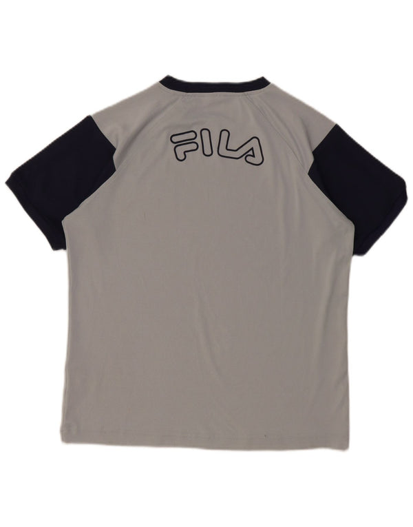 FILA Boys Graphic T-Shirt Top 11-12 Years Medium Grey Colourblock