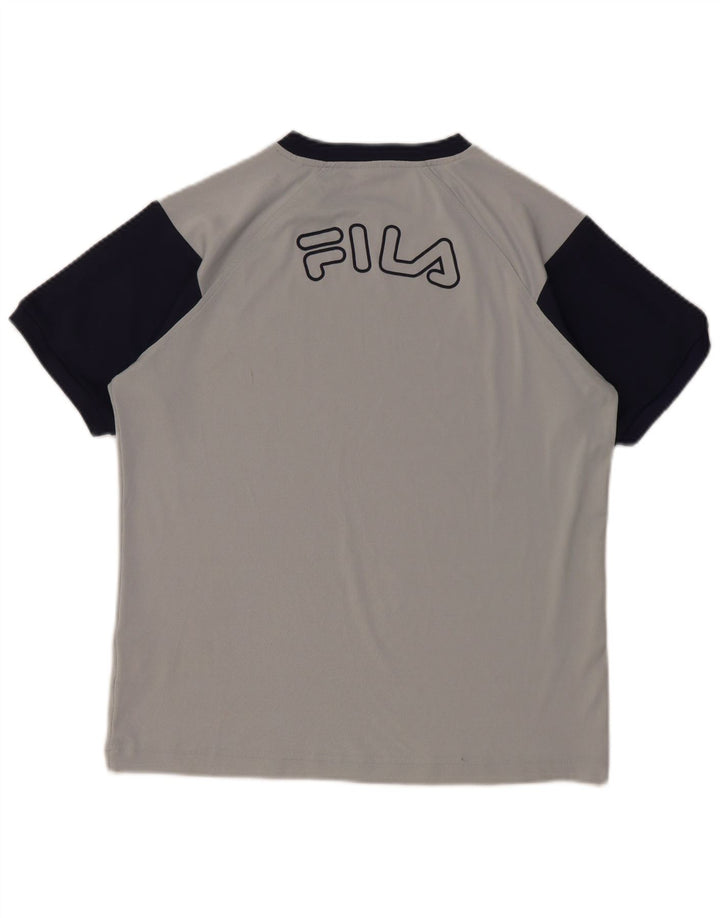 FILA Boys Graphic T-Shirt Top 11-12 Years Medium Grey Colourblock