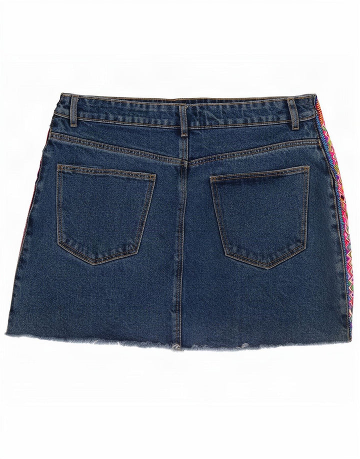 Zara Womens Mini Denim Skirt Medium W28 Blue Geometric