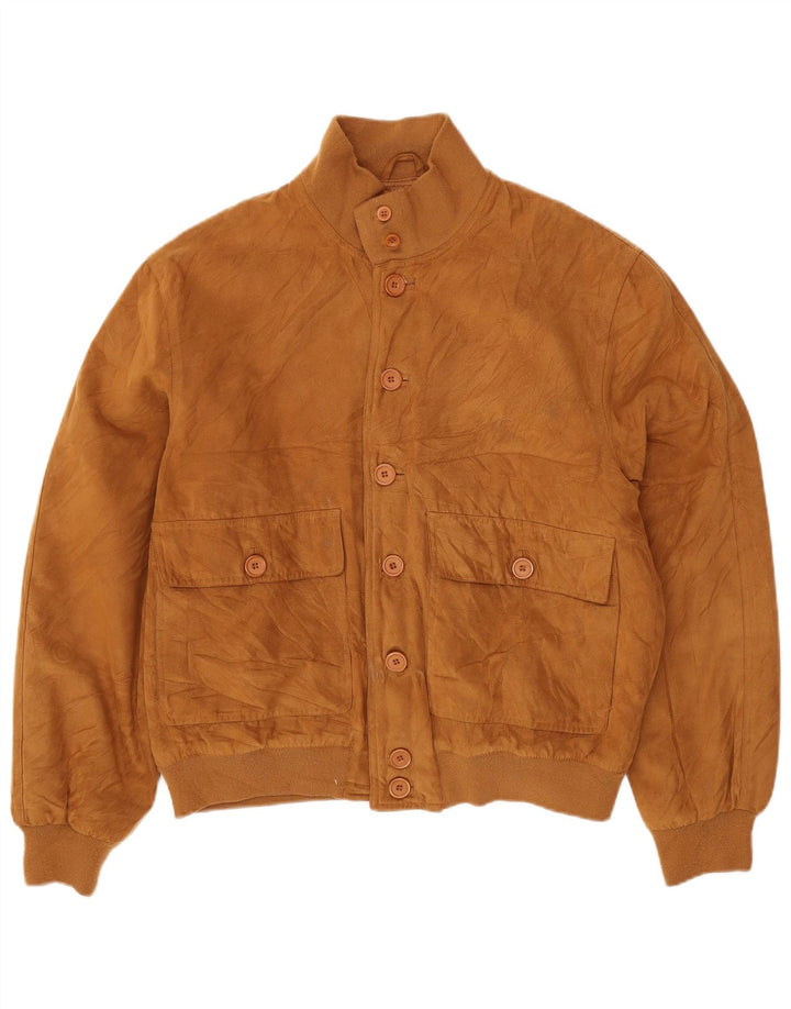 BRUGI Mens Bomber Jacket UK 42 XL Brown Polyester