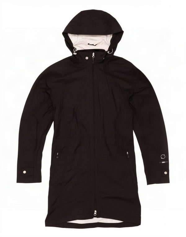 Eddie Bauer Womens Hooded Raincoat UK 16 Large Black Nylon