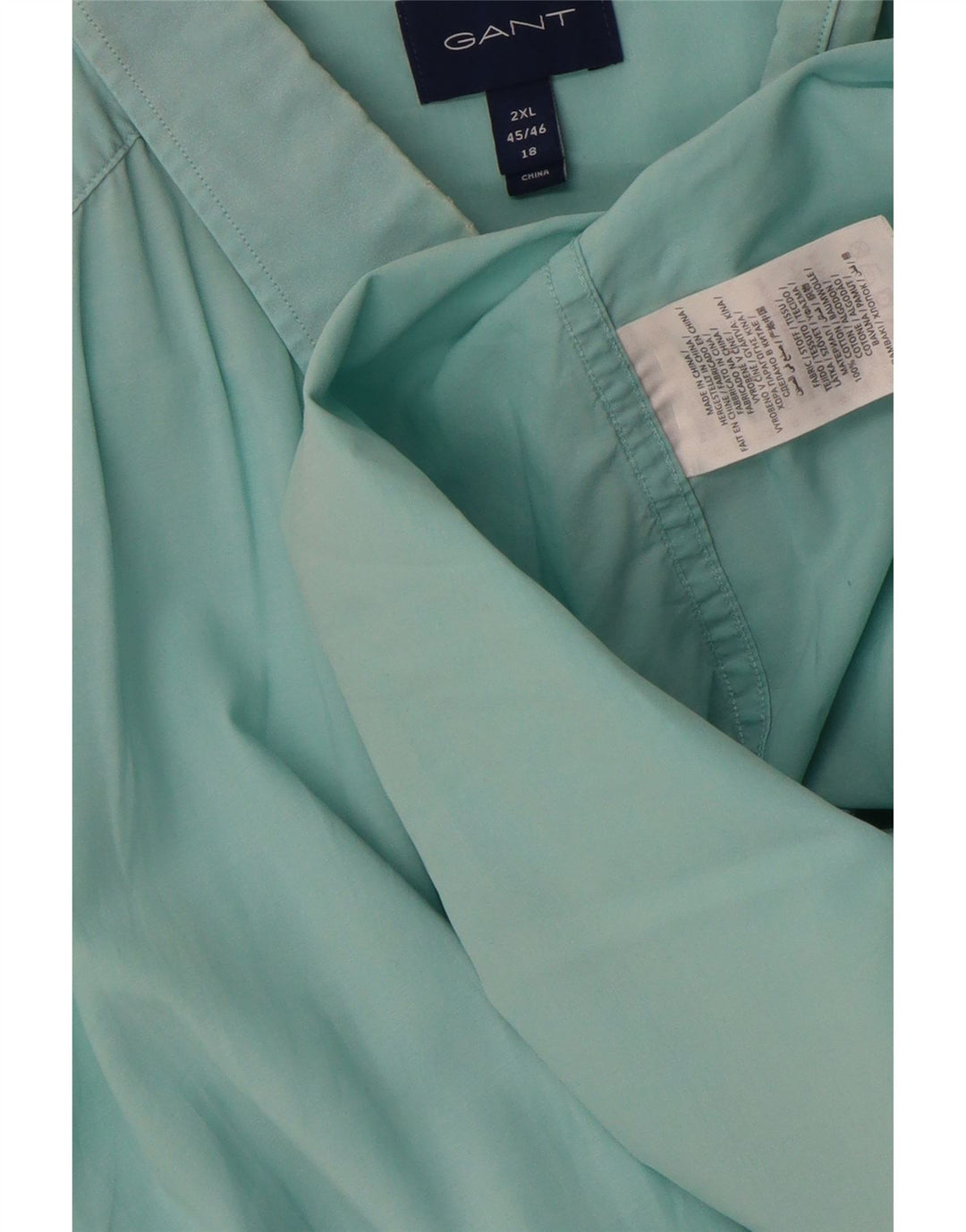 GANT Mens Short Sleeve Shirt Size 45/46 18 2XL Turquoise Cotton