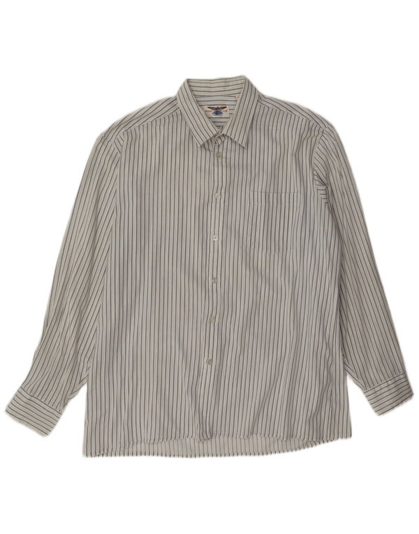 Vintage Mens Shirt Size 16 1/2 42 Large White Striped Polyester