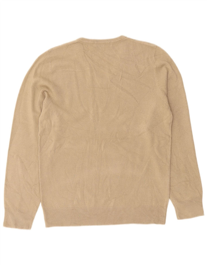 Marks & Spencer Mens V-Neck Jumper Sweater Small Beige Acrylic